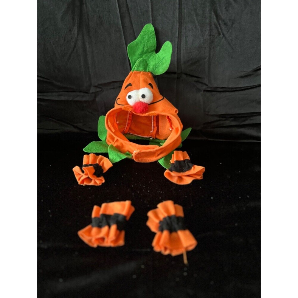 Pet Halloween 5 piece pumpkin costume, small petite, head piece and 4 leg pieces